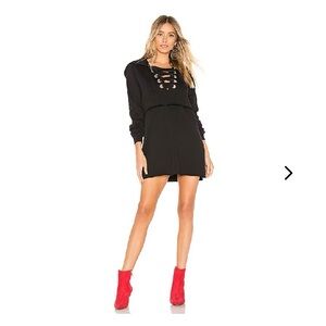 Lovers + Friends Black Bishop Sleeve Sweater Dress